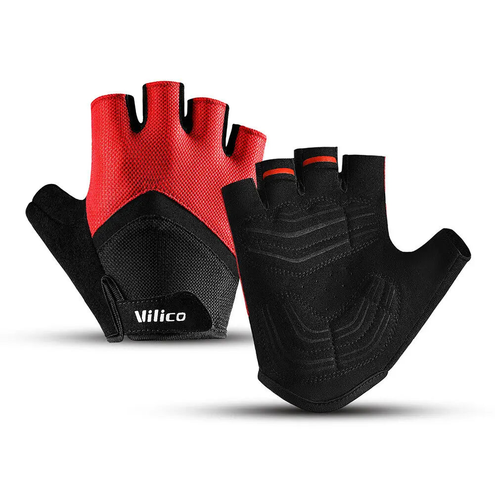 Cycling Half Finger Gloves Bike MTB Gloves Breathable Short Finger Thickened Palm Shock-Absorbing Anti Slip Outdoor Sport Gloves