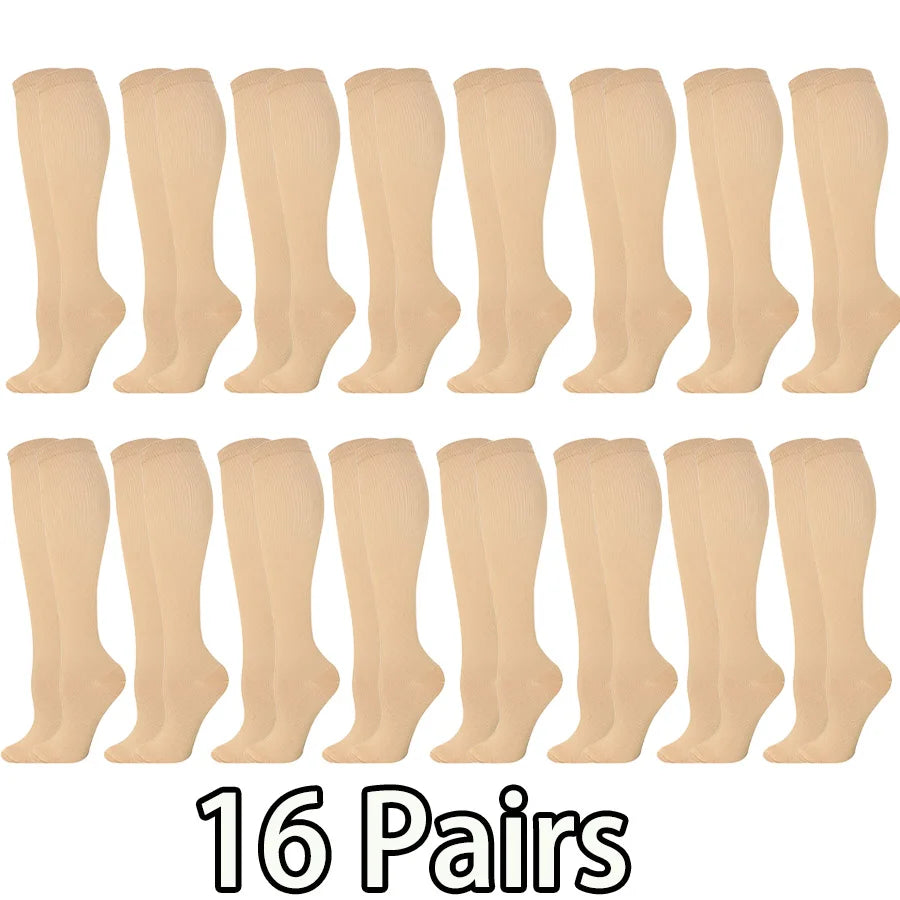 16 pairs copper compression socks for men and women for running and traveling for nurses and pregnant women mid-calf design