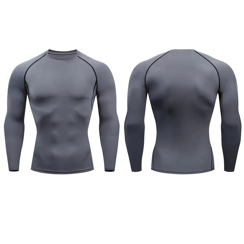 Autumn and winter Keep warm Men Compression Running T-Shirt Fitness Tight Long Sleeve Sport Training Jogging Gym Sportswear