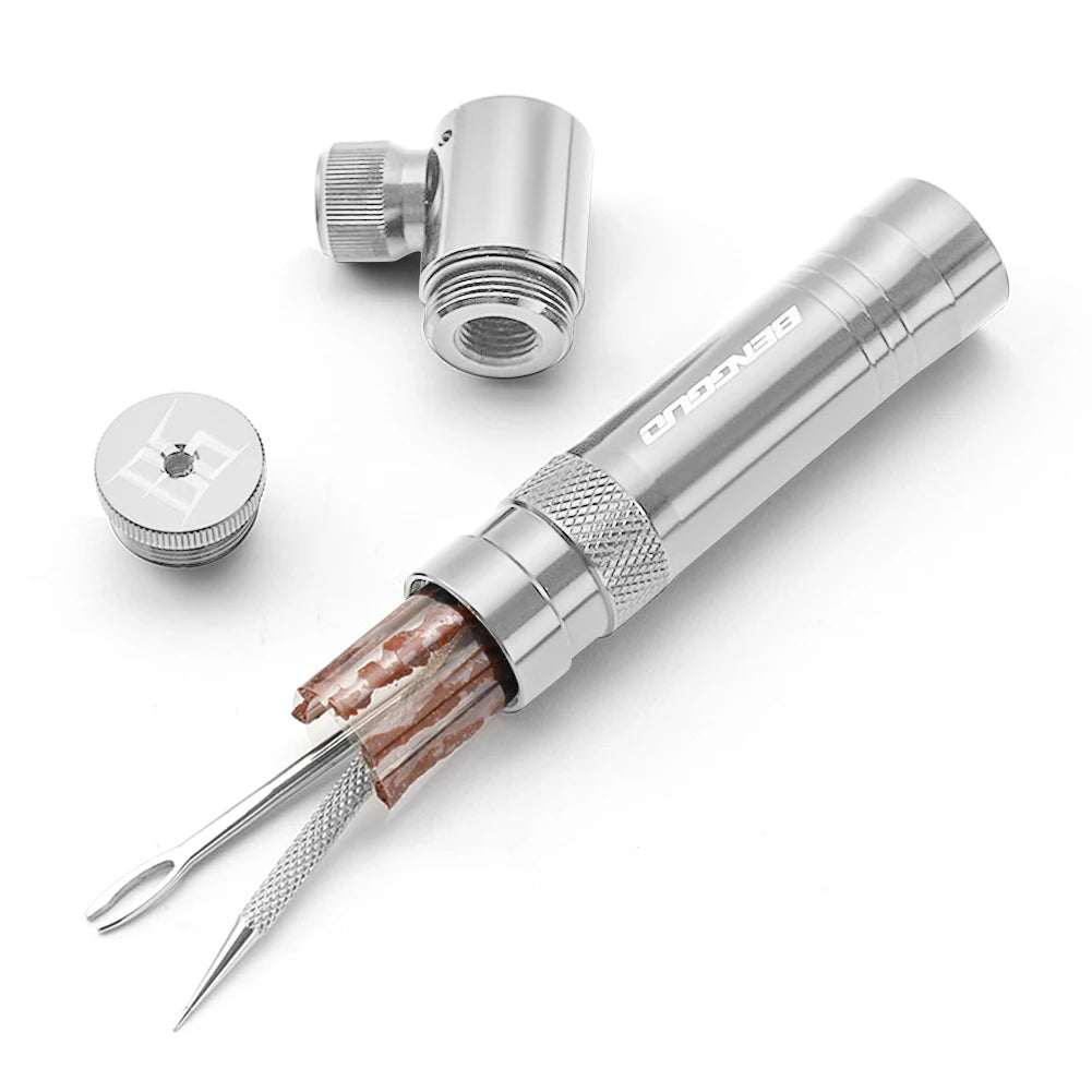 CO2 Bicycle Pump with Tubeless Tire Repair Tool Schrader & Presta Valve Portable Tire Inflator Aluminum Alloy for MTB Road Bike