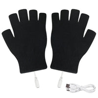 USB Electric Heated Gloves Fingerless Rechargable Women Men Hand Warmer Winter Warm for Sports Skiing for Running Cycling