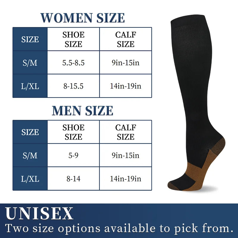 16 pairs copper compression socks for men and women for running and traveling for nurses and pregnant women mid-calf design