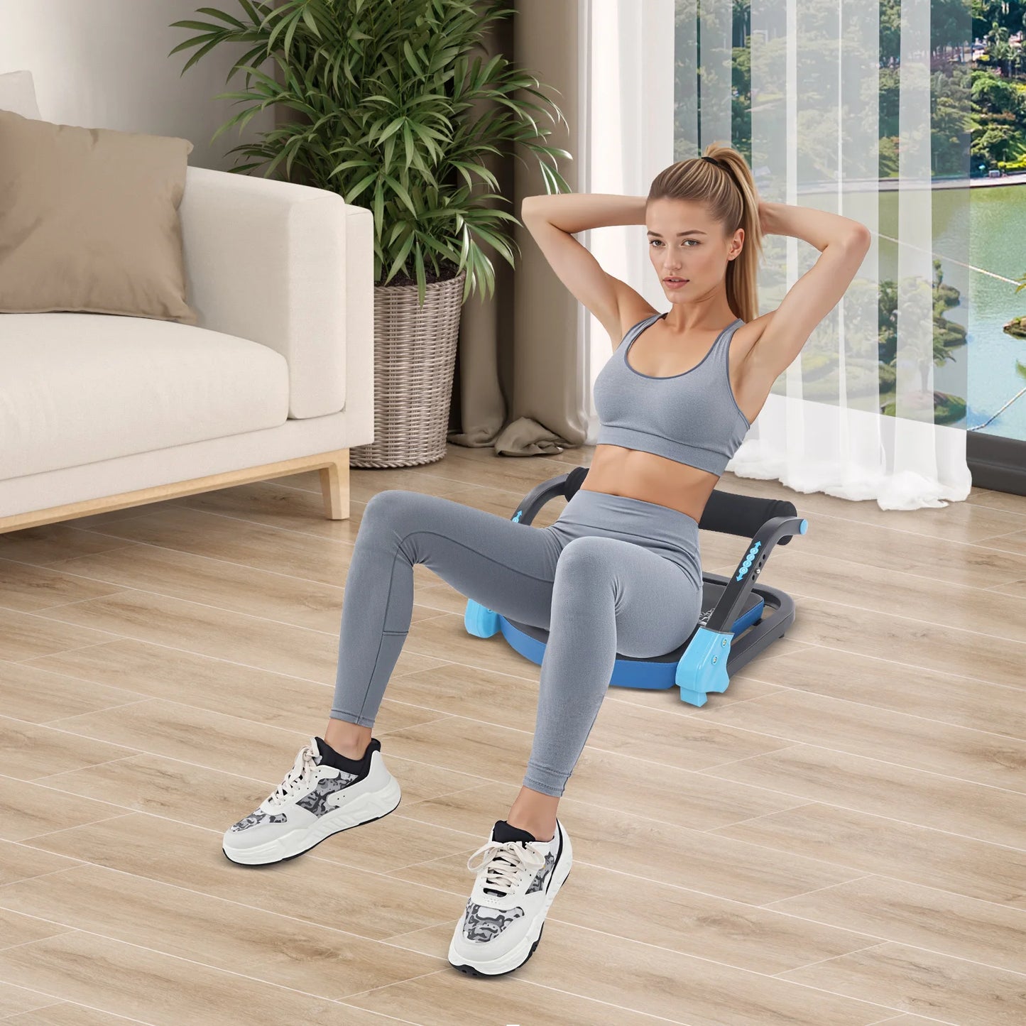 Sit up Exercise Abdominal Workout Equipment Multifunctional Ab Trainer with 265 Lbs Weight Capacity for Home Gym Office