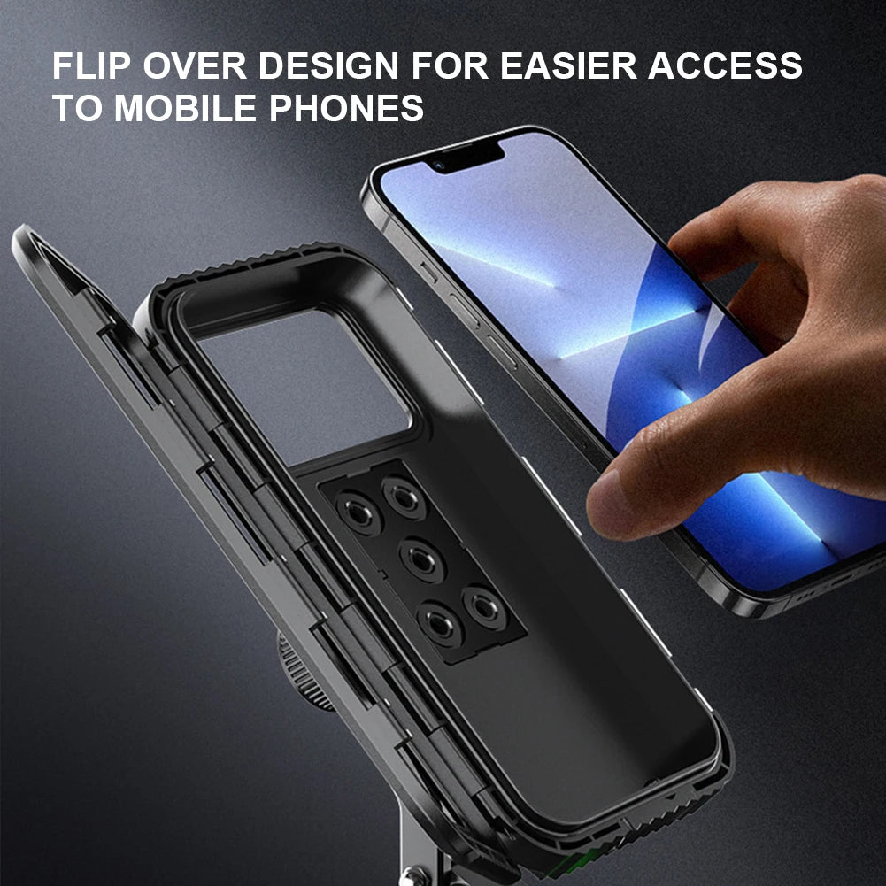 Waterproof Rear View Mirror Phone Support Strong Suction Cellphone Mount Flexible Motorcycle Phone Box Stand for 4-7 Inch Phone