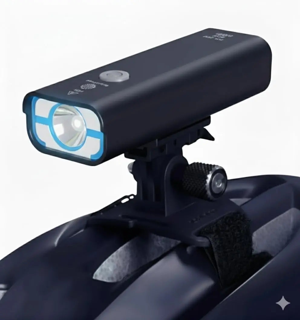 Bike Helmet Light, 8500 Lumens Rechargeable Front Headlight, 7 Modes, Wide Beam, IPX4 Waterproof, Adjustable Mount Strap