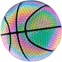 Luminous Basketball Replacement Holographic Glowing Reflective Basketball Luminous Glow Ball for Daily Exercise