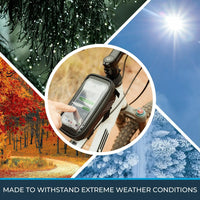 Universal Bike Phone Holder with Waterproof Case - Fits Phones Up to 4' x 7' - Velcro Mount, Full Touchscreen - Black