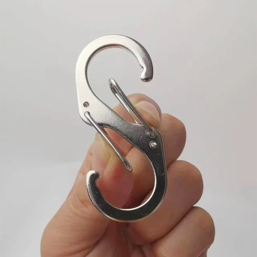 5Pcs S Type Carabiner Mini Keychain Lock  Hook Anti-Theft Outdoor Camping Backpack Buckle Key-Lock Tool Dual Spring Snap Hooks