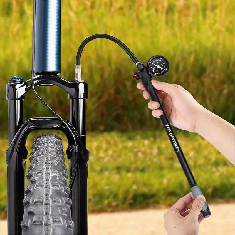 Bike Air Fork Pump 300psi High-Pressure MTB Bike Rear Air Pump Universal Bicycle Pump With Gauge And Air Bleed Button Mountain