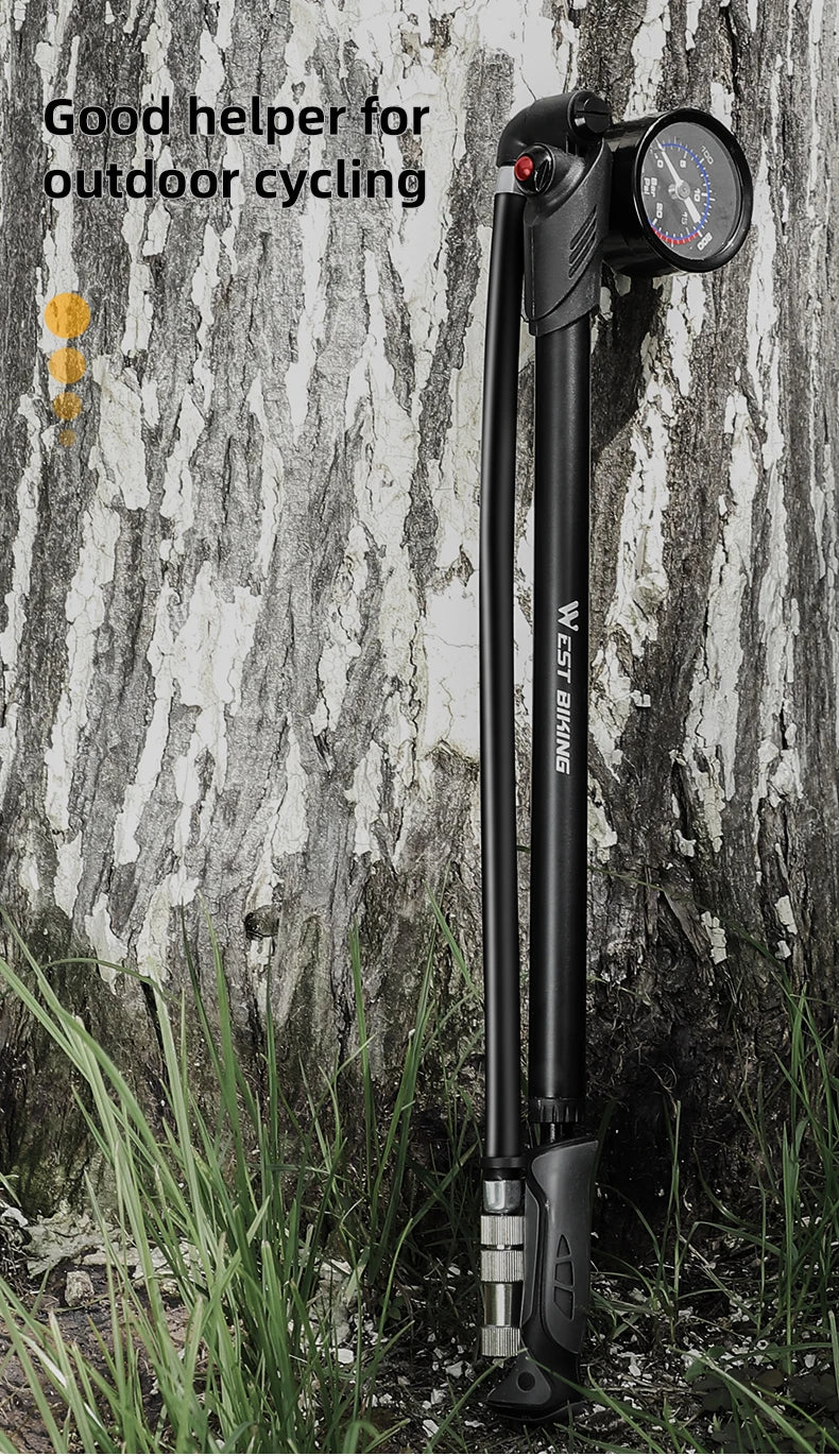 WEST BIKING Portable High-pressure 300psi Bike Air Pump with Gauge for Fork & Rear Suspension Shock Absorber Mountain Bicycle