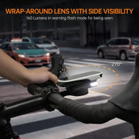 Garmin Bike Computer Compatible FR160, Enhanced Visibility Bike Light with 6 Modes and Side Visibility for Safety (Patent Protec