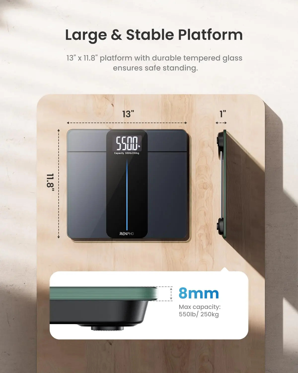 550lb Digital Bathroom Scale with Large LED Display, High Capacity Weighing Machine Accurate to 0.05lb