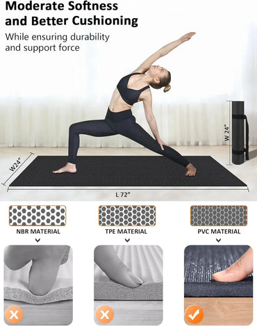 7mm Thick Large Workout Mat for Home Gym, Yoga, Weightlifting - Non-Slip & Shoe-Friendly