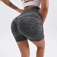 Women Butt Lifting Yoga Shorts Elastic Workout High Waist Tummy Control Ruched Booty Pants Seamless Gym Compression Tights