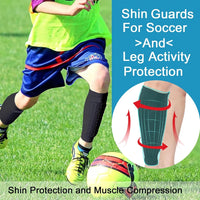 2PCS Soccer Shins Guards Pads, Shin Defender - Calf Compression Sleeve with Honeycomb Pads, Protective Soccer Shins Pads Gear