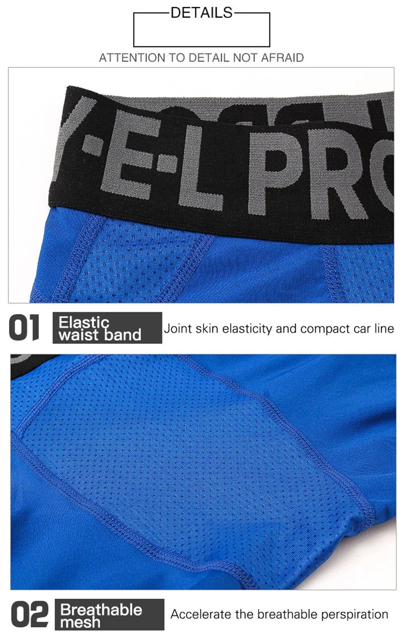 Men's Sports Fitness Shorts Gym Training Quick-Drying Compression Leggings Cycling Shorts Basketball Running Short Workout Tight