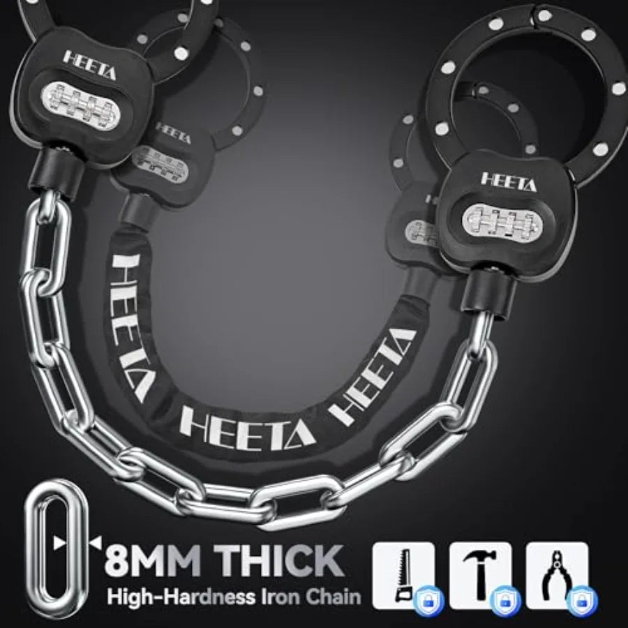 Electric Scooter Lock Anti Theft with Scooter Bag 4 Digit Combination Bike Chain Lock Heavy Duty Security Bicycle Lock Cable Ac