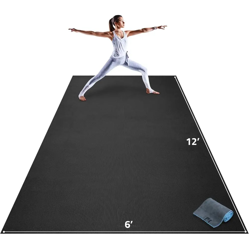 Extra Large Yoga Mat–12'x6'x8mm Extra Thick&Ultra Comfortable,Non-Slip Barefoot Exercise Mat–Works Greaton Any Floor for Stretch