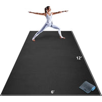 Extra Large Yoga Mat–12'x6'x8mm Extra Thick&Ultra Comfortable,Non-Slip Barefoot Exercise Mat–Works Greaton Any Floor for Stretch