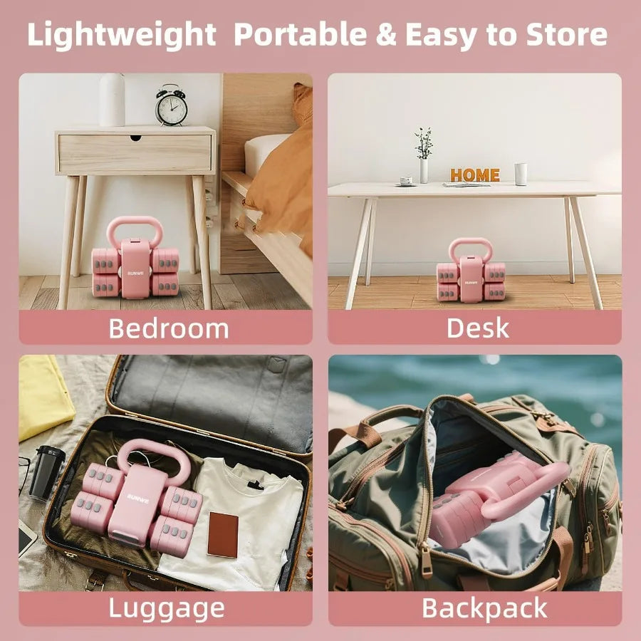 Lightweight Adjustable Dumbbell Kettlebell Set - 4 in 1 Free Weight Set with Kettlebell Grip Converter, Each 2.2 3.3 4.4 5.5lb Q