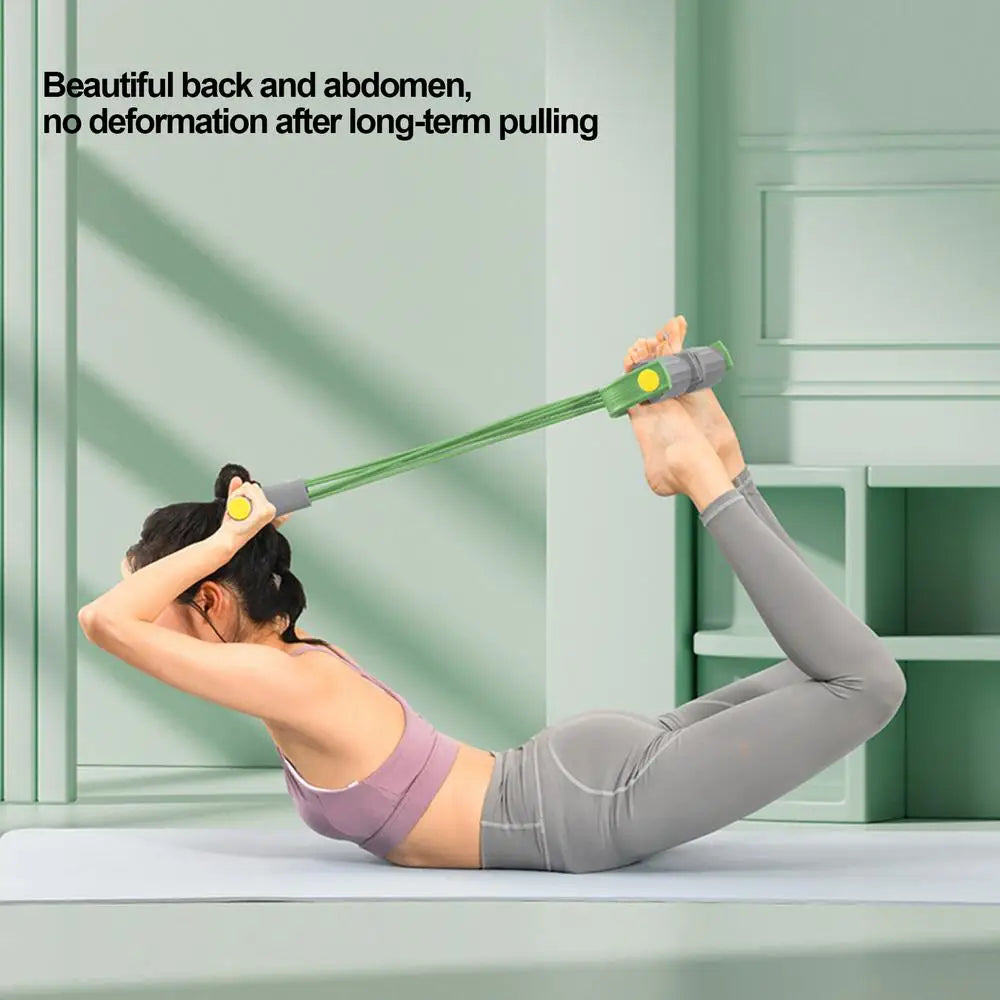 Yoga Pedal Puller Portable Resistance Band 4-Tube Pedal Ankle Puller Abdominal Exerciser Elastic Pedal Booster Body