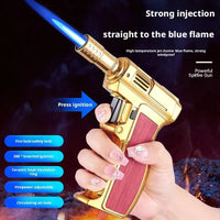 Windproof Butane Turbo Lighter High Temp Welding Torch Inflatable Metal Spray Gun for BBQ Kitchen Outdoor Smoking (no fuel)