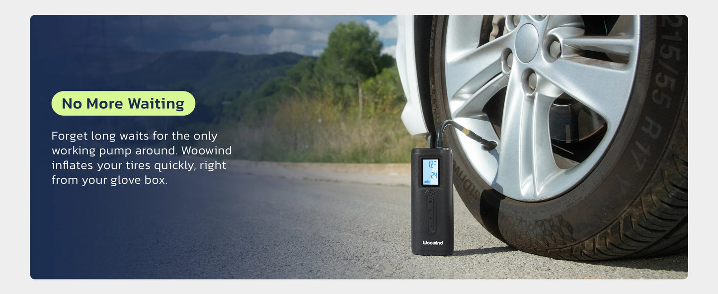 Woowind AP2-P Tire Inflator Portable Air Compressor 150PSI Air Pump for Car Tires, Bike Pump, Auto Stop, Quick Inflation