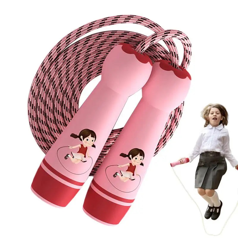 Jump Rope Kids Wear Resistant Cotton Cord Length Adjustable Fitness Skipping Rope With Handle For Kids Boys Girls Outdoor