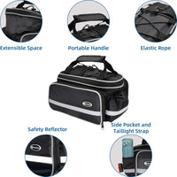 Bike Rack Bag 25L Polyester Saddle Trunk with Rainproof Cover, Large Capacity Shoulder Panniers for Adults