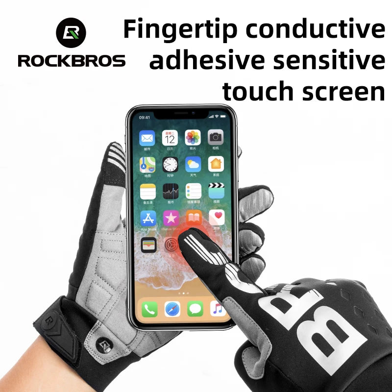 ROCKBROS Full-Finger Touchscreen-Compatible Cycling Gloves for Bicycles & Motorcycles Men and Women - Spring Autumn & Winter