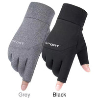 2-Fingerless Winter Cycling Gloves Touch Screen Outdoor Anti-Slip Gloves Windproof Motorcycle Cold Gloves for Men Women