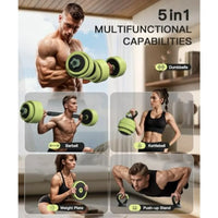 Adjustable Dumbbell Set 22LBS (Total Weight of Plates), 5-in-1 Free Weight Dumbbell Set Used as Dumbbell，Kettlebell,Barbell, Pus